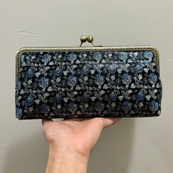 Handsewn Genuine Leather Floral Print Kisslock Clutch/Shoulder Bag/Evening Bag - Picture 1 of 14